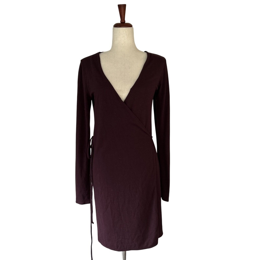 Wilfred Free Women's Medium Duster Robe Cardigan Maroon Open Front Boho Sweater